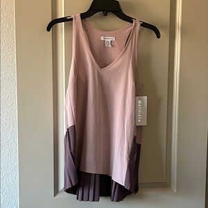 Athleta swing forward pleated top blush and Plum Tank